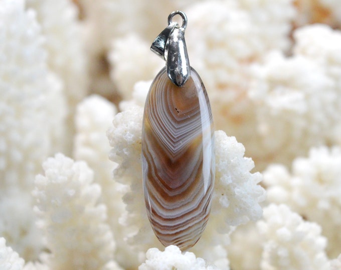 Agate 20 carats - pendentif cabochon pierre naturelle - Botswana / FG92