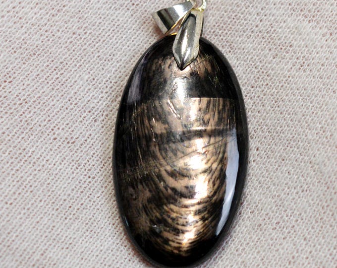 55 Carat Hypersthene - Natural Stone Cabochon Pendant - Canada / FZ61