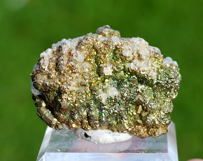 Iridescent Pyrite & Calcite 34 grams - Trepča complex, Trepča valley, Mitrovica, Mitrovica District, Kosovo