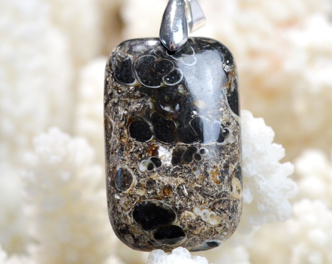 Turitella agate 40 carats - natural stone cabochon pendant - USA // DV42