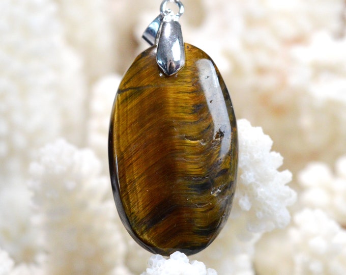Oeil de tigre 41 carats - pendentif cabochon pierre naturelle - Afrique du Sud // CU52
