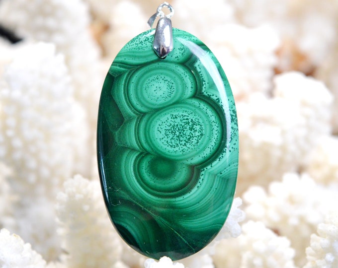 Malachite 116 carats - pendentif cabochon pierre naturelle - Congo // DG14