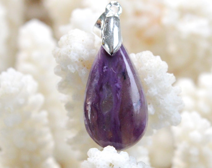 Charoite 21 carats - pendentif cabochon pierre naturelle - Russie / FO64