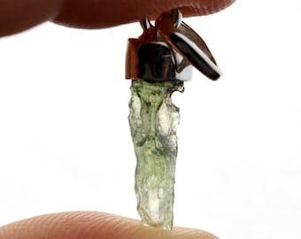 Moldavite - 6.5 carats - pendentif pierre naturelle - République Tchèque - Argent 925