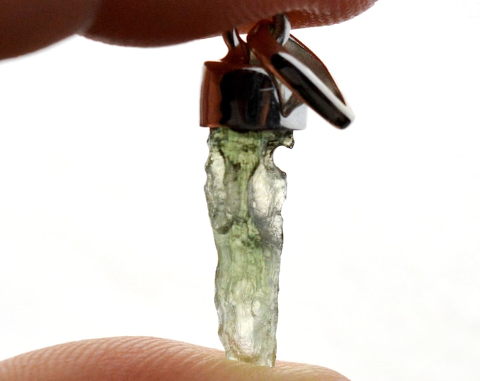 Moldavite - 6.5 carats - pendentif pierre naturelle - République Tchèque - Argent 925