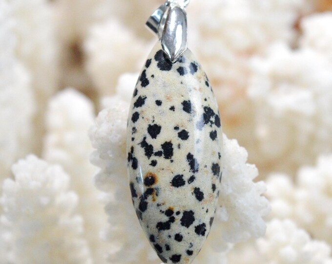 Jaspe dalmatien 33 carats - pendentif cabochon pierre naturelle - Mexique / FT86