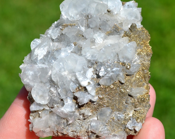 Calcite & Pyrite 130 grams - Salsigne mine, Salsigne, Carcassonne, Aude, Occitanie, France