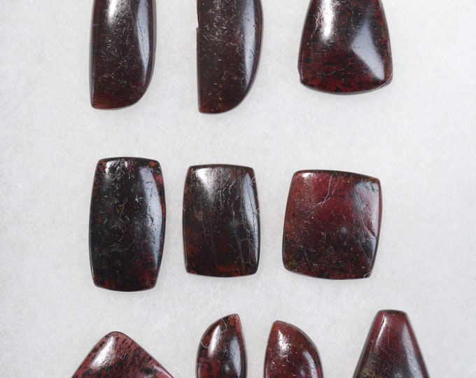 Lot x10 Rhodolite Garnet 254 carats - cabochon natural stone - Mozambique // CA53