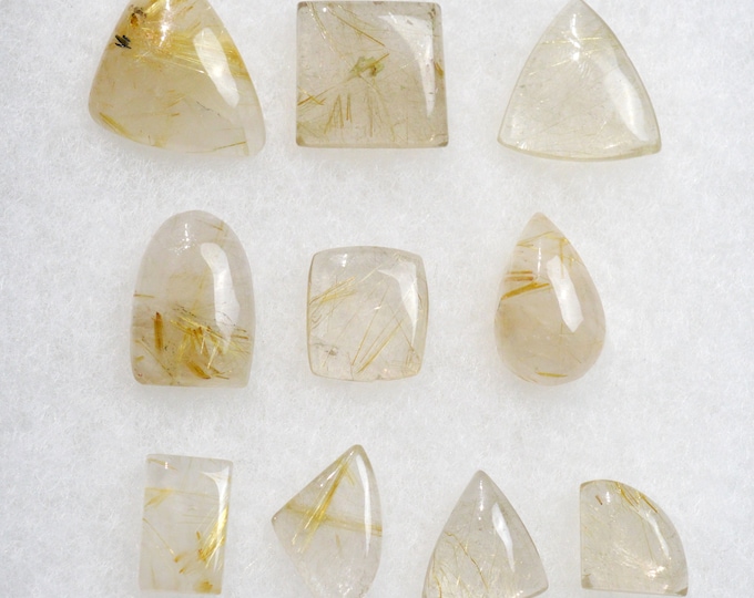 Lot of rutile quartz cabochons x10 - 205 carats - natural stone cabochon - Brazil / EF29