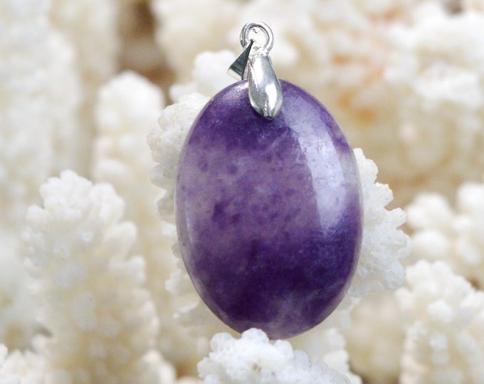 27 carat Lepidolite - natural stone cabochon pendant - Brazil / EY79