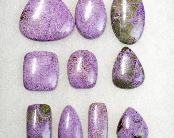 Lot x10 Stichtite & Serpentine 247 carats - natural stone cabochon - Tasmania, Australia // DX16