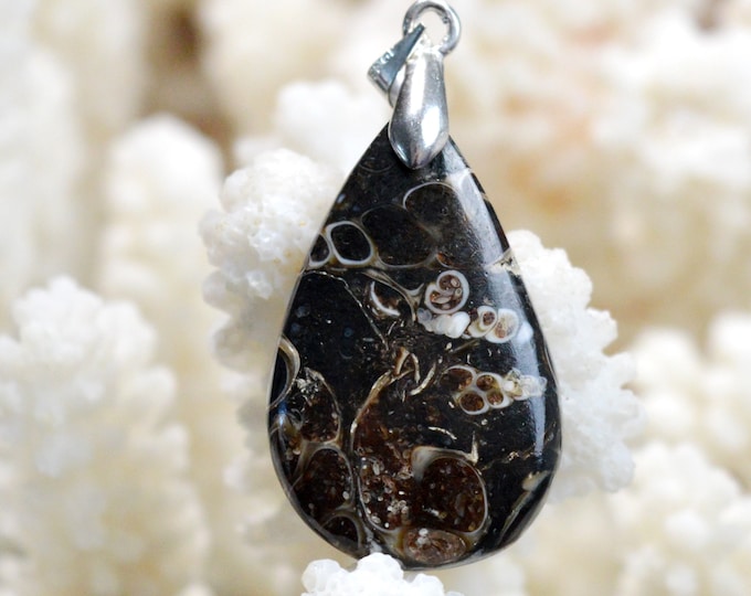 Turitella agate 23 carats - natural stone cabochon pendant - USA // DV41