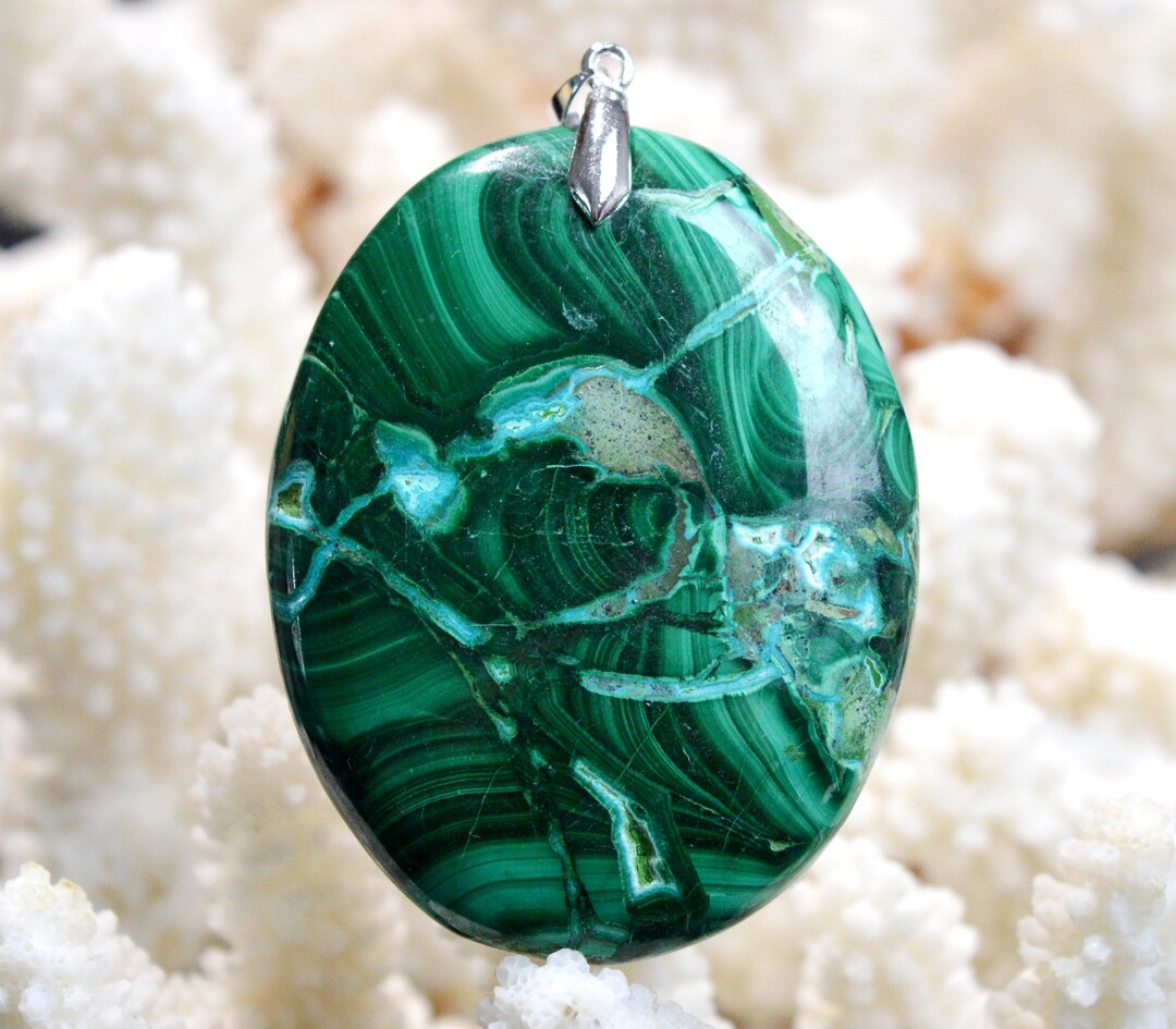 Malachite 242 Carats - Pendentif Cabochon Pierre Naturelle - Congo ...