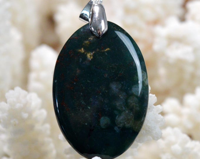 Jaspe heliotrope 43 carats - pendentif cabochon pierre naturelle - Brésil / GB25