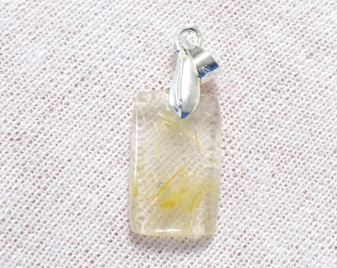 8.5 carat rutile quartz - natural stone cabochon pendant - Brazil / FV52