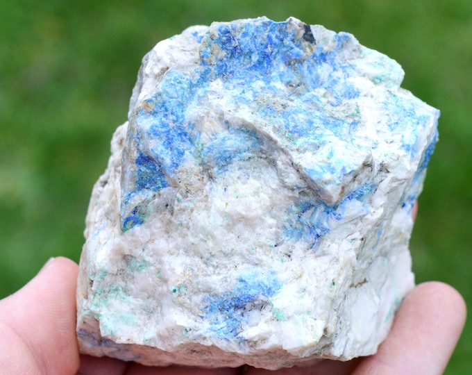 Azurite & Malachite Barite 636 grams - La Sanguinede mine, Montdardier, Le Vigan, Gard, Occitanie, France