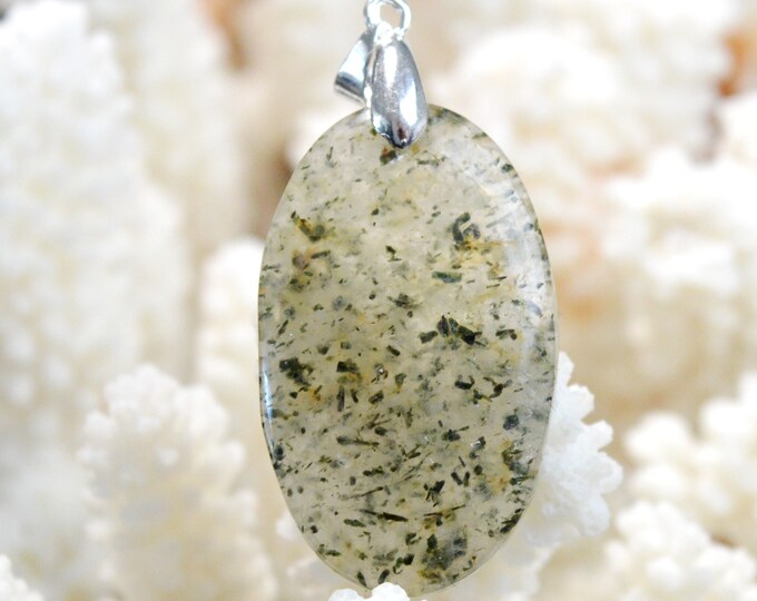 51 carat Epidote Quartz - natural stone cabochon pendant - China // DR60