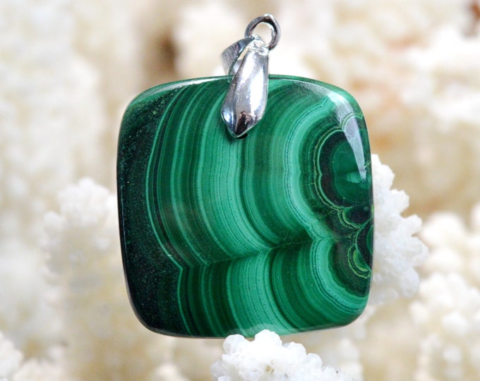 Malachite 70 carats - pendentif cabochon pierre naturelle - Congo // DG41