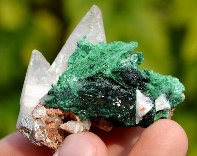 Malachite & Calcite - 89 grams - Mashamba West Mine, Kolwezi mining district, Lualaba, DR Congo