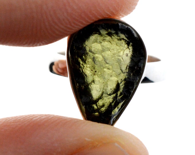 Moldavite - US5.75 / UE51 - 21.5 carats - Bague pierre naturelle - République Tchèque - Argent 925
