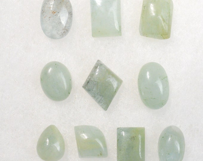 Lot x10 Aigue marine 75 carats - cabochon pierre naturelle - Namibie // CA44