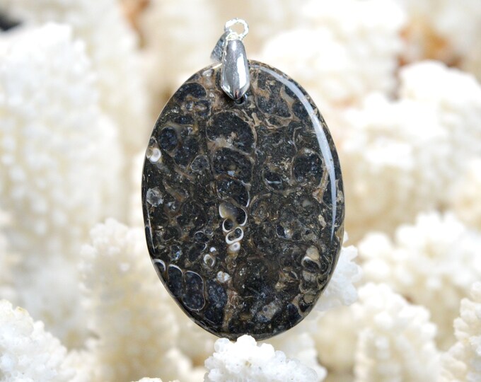Turitella agate 52 carats - natural stone cabochon pendant - USA / EP51