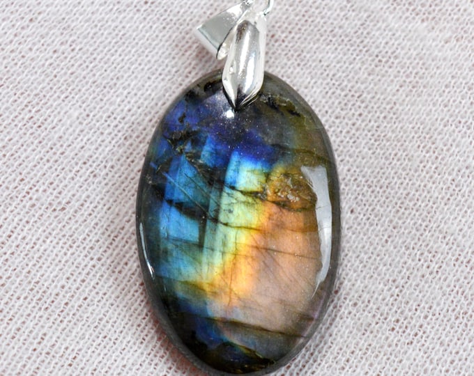 53 carat Labradorite - natural stone cabochon pendant - Madagascar / GC44
