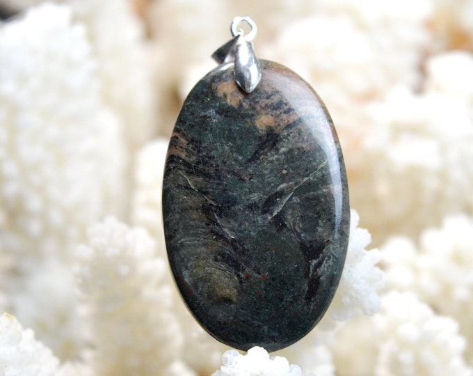 50 carat fuchsite ruby - natural stone cabochon pendant - India / EC22