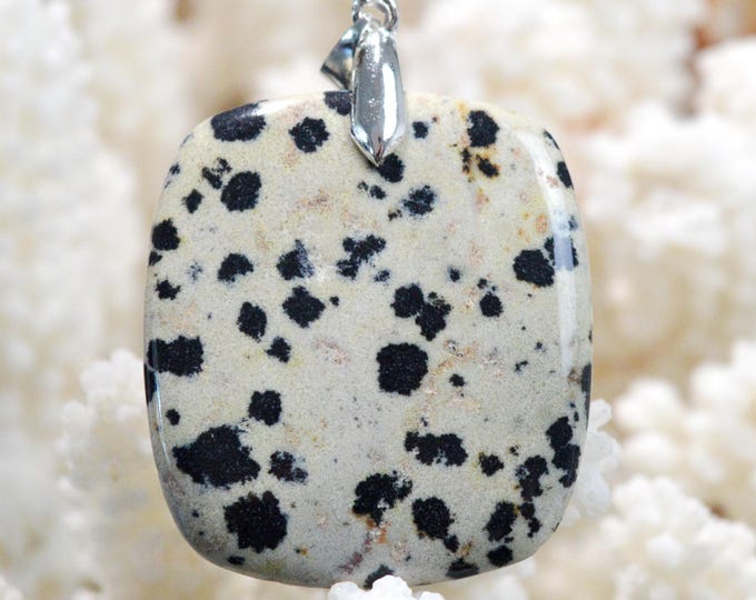 Jaspe dalmatien 51 carats - pendentif cabochon pierre naturelle - Mexique / FT78