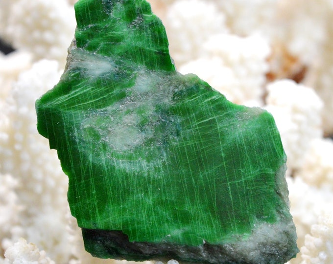 Slice - Jade Omphacite var. chrome omphacite 55 grams - Pellice Valley, Metropolitan City of Turin, Piedmont, Italy