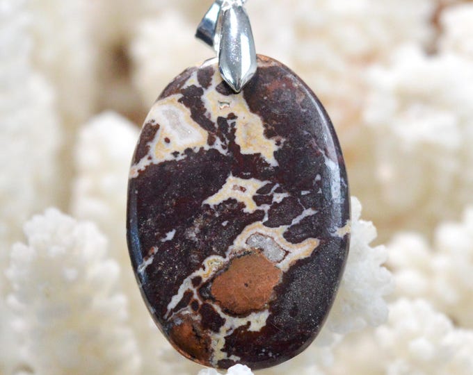 Native Copper & Dolomite 53 Carat - Natural Stone Cabochon Pendant - Michigan, USA / FT90