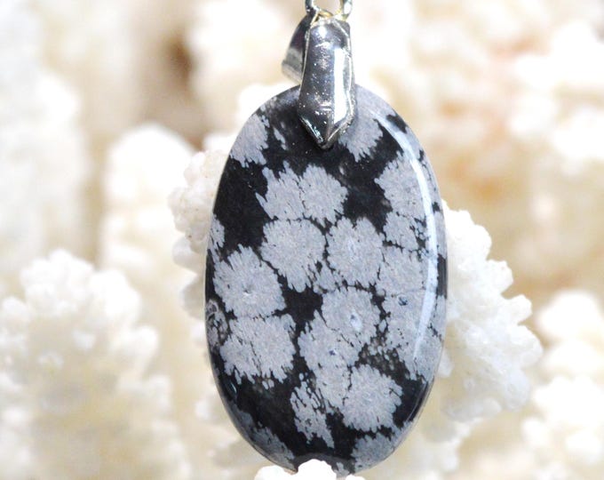 20 Carat Snowflake Obsidian - Natural Stone Cabochon Pendant - USA / GA31