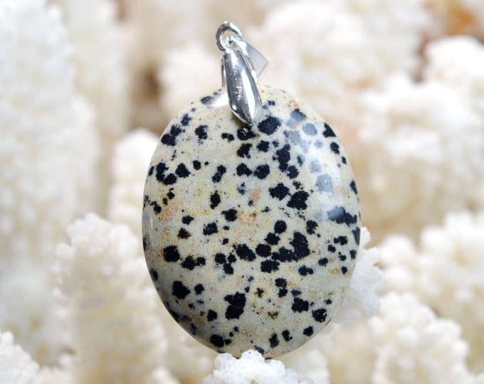 Jaspe dalmatien 45 carats - pendentif cabochon pierre naturelle - Mexique / FL66