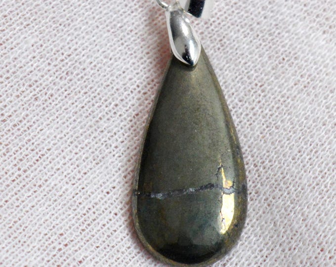 Pyrite 26 carats - pendentif cabochon pierre naturelle - Perou / FR4