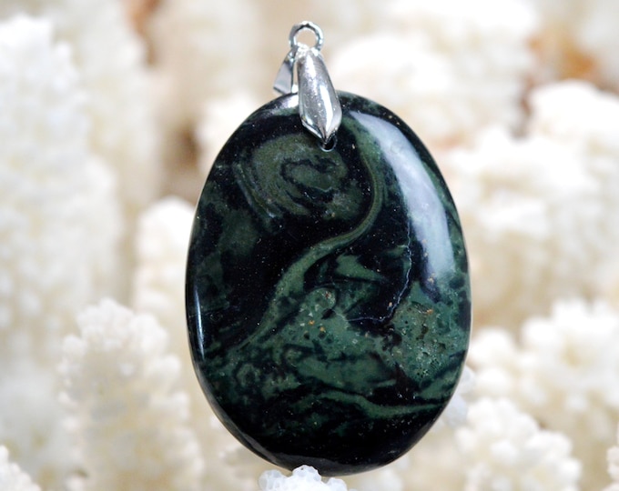 Jaspe "Kambaba" 76 carats - pendentif cabochon pierre naturelle - Madagascar / FK97