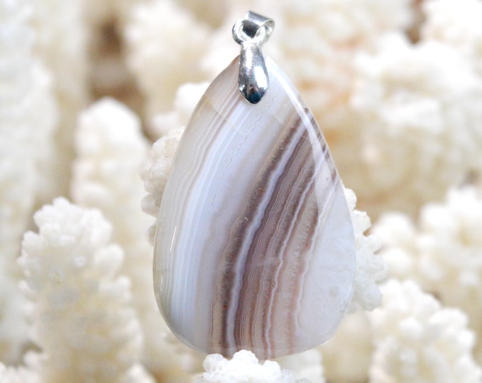 Agate 33 carats - pendentif cabochon pierre naturelle - Botswana / FS97