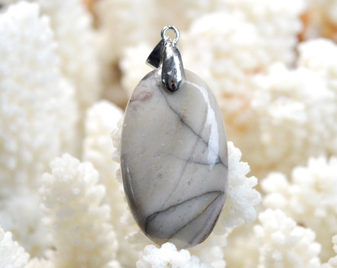 39 carat porcelain jasper - natural stone cabochon pendant - Mexico /FD32