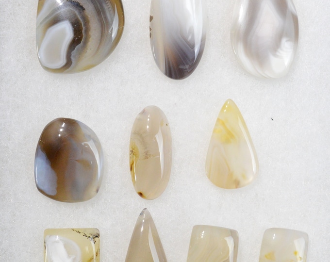 Lot x10 Agate 294 carats - natural stone cabochon // Ref BY48