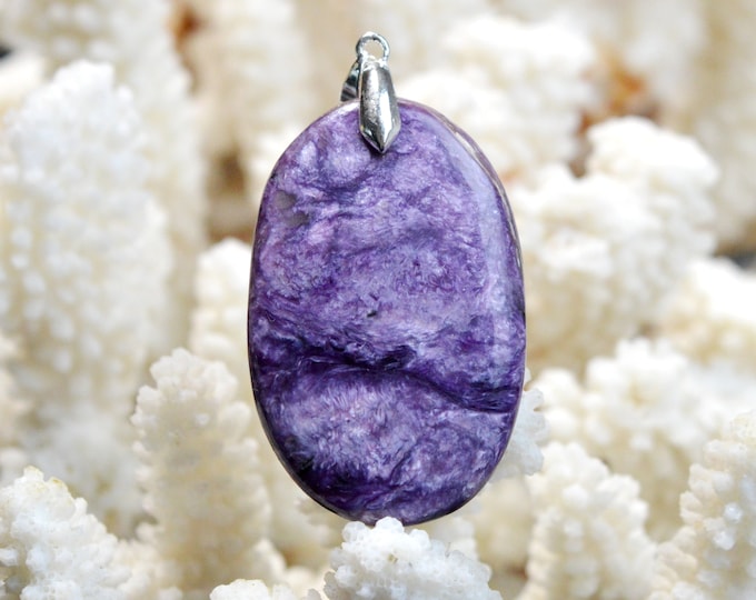 Charoite 55 carats - pendentif cabochon pierre naturelle - Russie / EX65