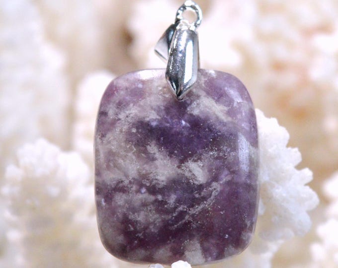 37-carat Lepidolite - Natural Stone Cabochon Pendant - Brazil / FX92