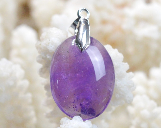 Améthyste 28 carats - pendentif cabochon pierre naturelle - Uruguay / EX6