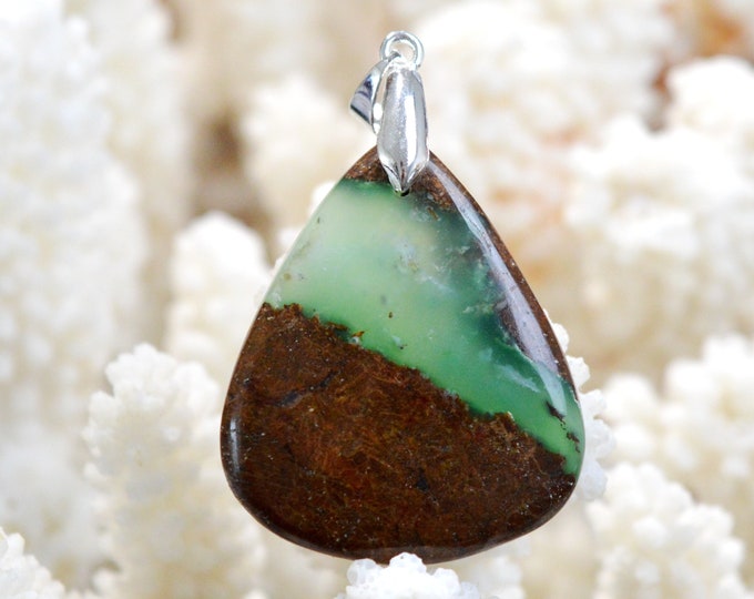Chrysoprase 44 carats - pendentif cabochon pierre naturelle - Pologne / FL50