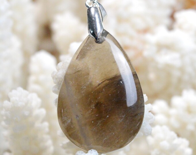 Quartz fumé 50 carats - pendentif cabochon pierre naturelle - Madagascar / FK83