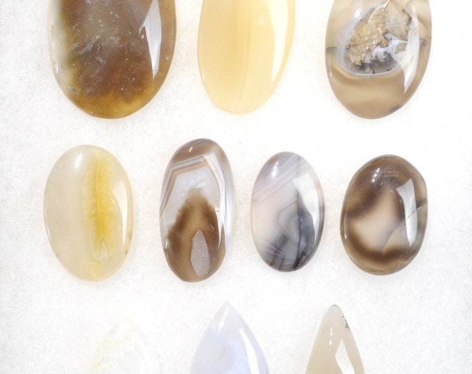 Lot x10 Agate 375 carats - natural stone cabochon // Ref BY39