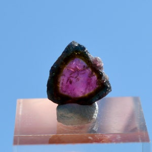 Turmalina "Sandía" 2,3 quilates - Piedra natural rebanada pulida - Mina Pederneira, São José da Safira, Minas Gerais, Brasil