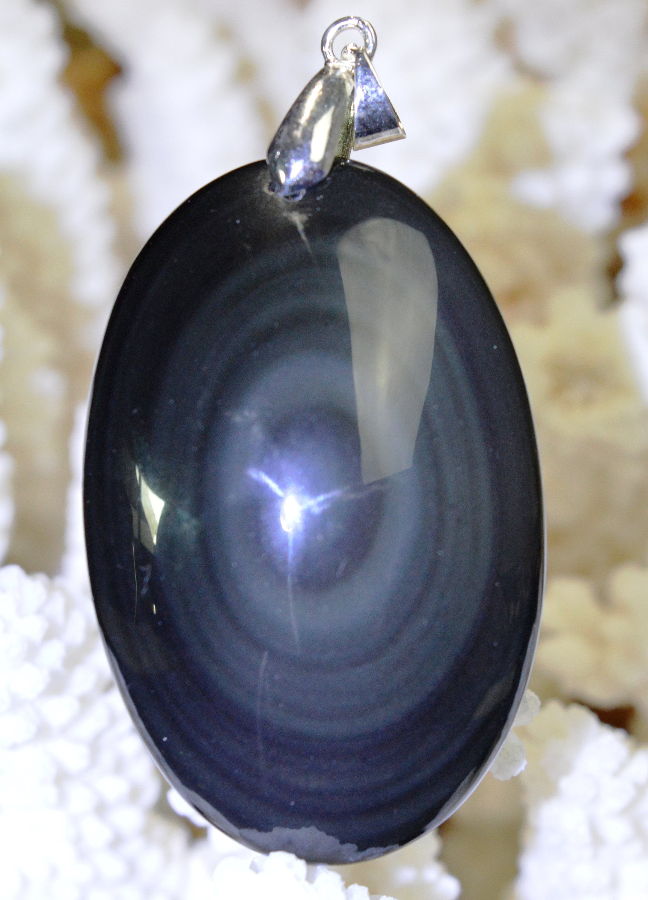 Pendentif obsidienne noire oeil céleste