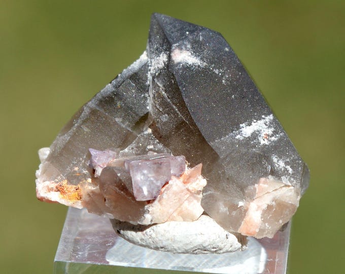 Smoky Quartz & Microcline Fluorite 6 grams - "Black Hole" Pocket, CO Goethite Hill Claim, Park County, Colorado, USA