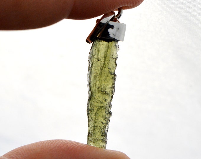 Moldavite - 8.5 carats - pendentif pierre naturelle - République Tchèque - Argent 925