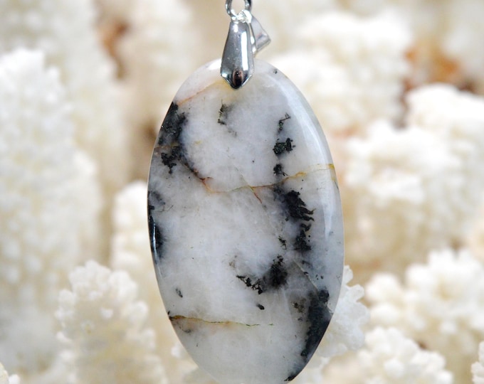 Quartz & tourmaline noire 67 carats - pendentif cabochon pierre naturelle - Brésil / GB12