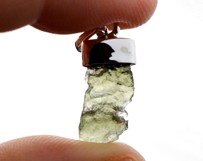 Moldavite - 8.5 carats - pendentif pierre naturelle - République Tchèque - Argent 925